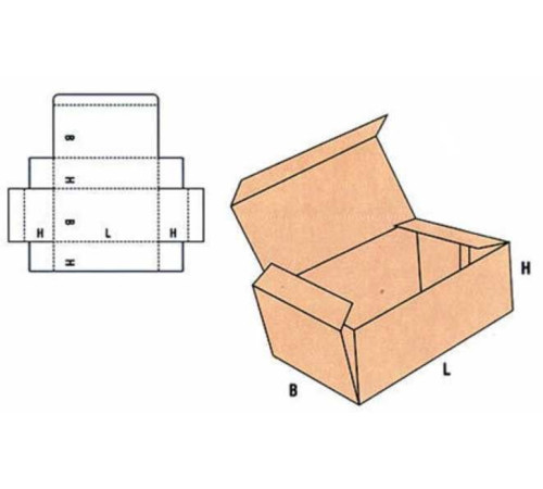 Fefco 420 - Оберточный короб с откидной крышкой и загибающимися краями 30х25х17 см
