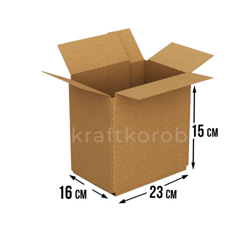 Fefco 230 - Коробка четырехклапанная со скреплением по длине 23х16х15 см