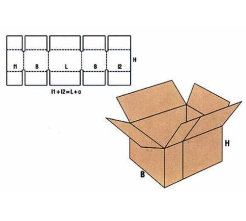 Fefco 230 - Коробка четырехклапанная со скреплением по длине 20х20х20 см