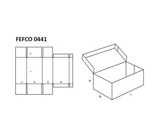 Fefco 441 - Оберточный короб с откидной крышкой и сплошным дном 30х25х17 см