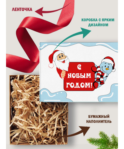 Новый год Подарочная коробка с наполнителем для подарка 23х27х12 см.