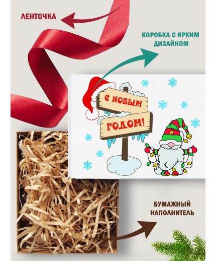 Новый год Подарочная коробка с наполнителем для подарка 23х27х12 см.
