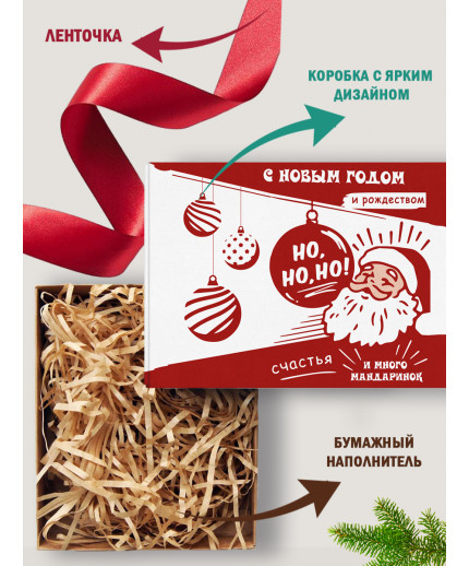 Новый год Подарочная коробка с наполнителем для подарка 23х27х12 см.