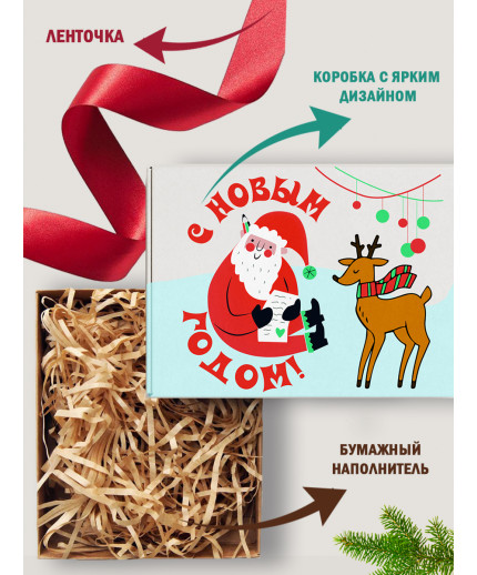 Новый год Подарочная коробка с наполнителем для подарка 23х27х12 см.