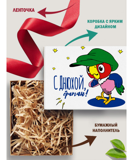 С днём рождения Подарочная коробка с наполнителем для подарка 23х27х12 см.