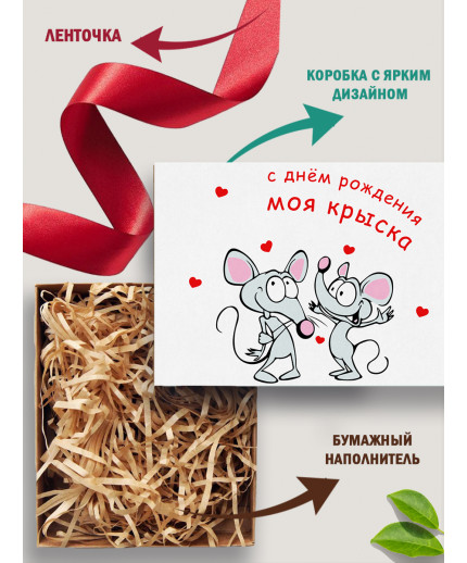 С днём рождения Подарочная коробка с наполнителем для подарка 23х27х12 см.