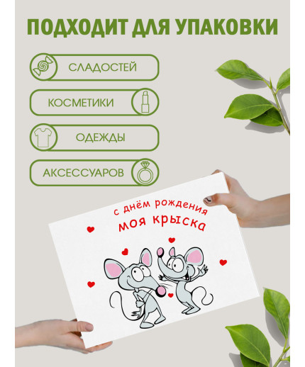 С днём рождения Подарочная коробка с наполнителем для подарка 23х27х12 см.