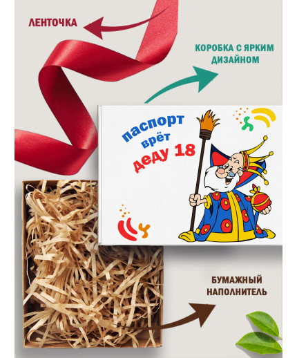 С днём рождения Подарочная коробка с наполнителем для подарка 23х27х12 см.