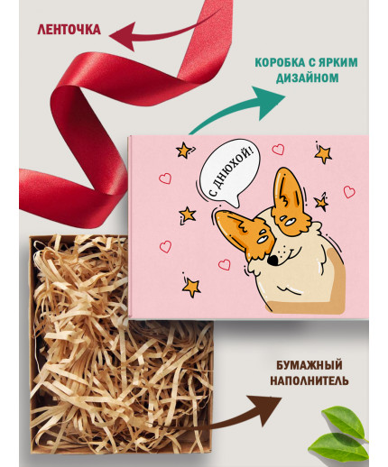 С днём рождения Подарочная коробка с наполнителем для подарка 23х27х12 см.