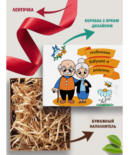 Родным Подарочная коробка с наполнителем для подарка 23х27х12 см.