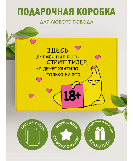Смешные Подарочная коробка с наполнителем для подарка 23х27х12 см.