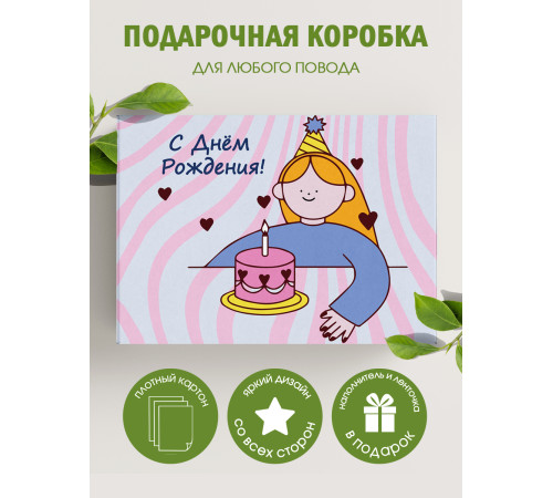 С днём рождения Подарочная коробка с наполнителем для подарка 23х27х12 см. С днём рождения Подарочная коробка с наполнителем для подарка 23х27х12 см.