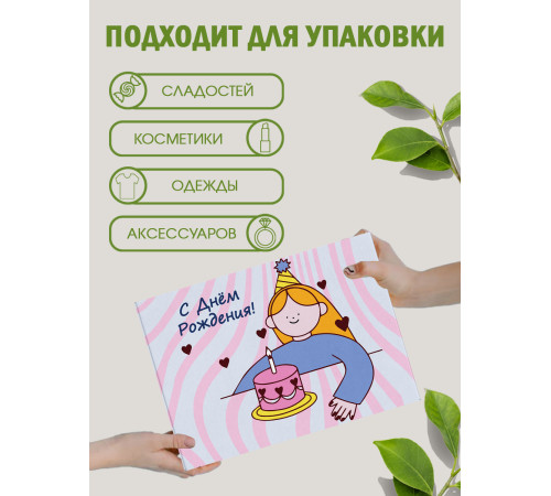 С днём рождения Подарочная коробка с наполнителем для подарка 23х27х12 см. С днём рождения Подарочная коробка с наполнителем для подарка 23х27х12 см.