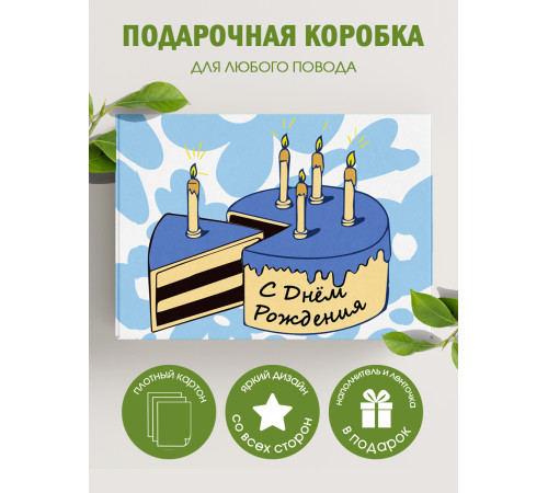 С днём рождения Подарочная коробка с наполнителем для подарка 23х27х12 см. С днём рождения Подарочная коробка с наполнителем для подарка 23х27х12 см.