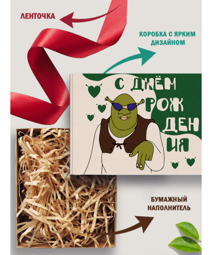 С днём рождения Подарочная коробка с наполнителем для подарка 23х27х12 см.