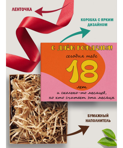 С днём рождения Подарочная коробка с наполнителем для подарка 23х27х12 см.