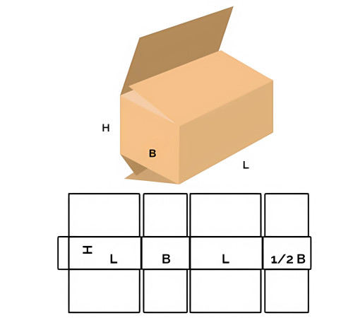 Fefco 203 - Четырехклапанный короб c двойным дном 30х30х30 см 