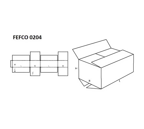 Fefco 204 - Четырехклапанный короб cо стыком клапанов 41,2х31х16,5 см